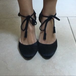 Roberto Cavalli satin laceup pumps